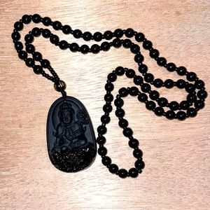 Buddha Wealth & Protection - Black Obsidian Necklace